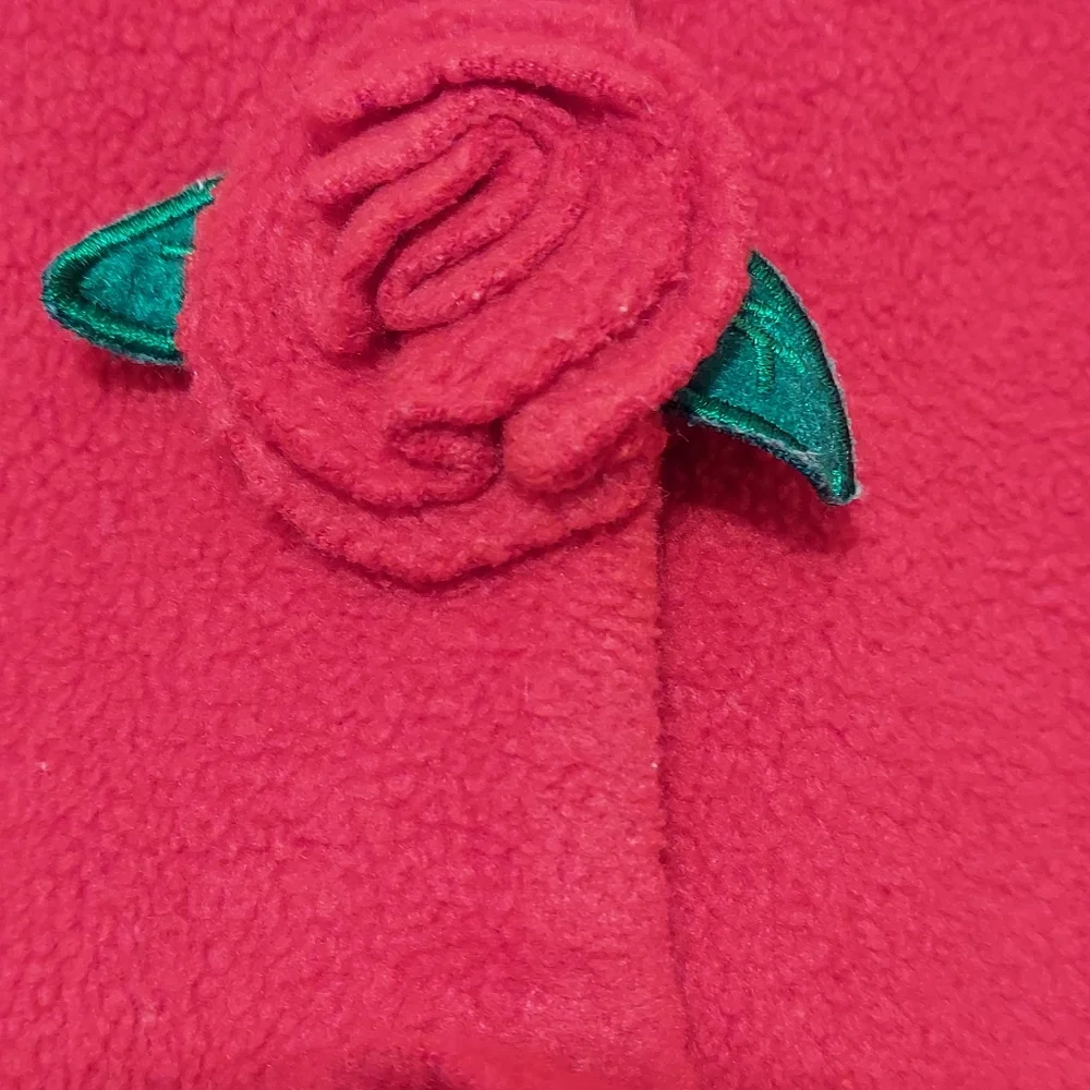 2nd Step Toddler Red Fleece Coat with Rose and Leaves Accent size 18Months